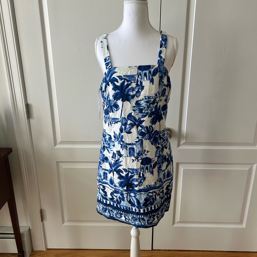 LOFT Light Blue and White Dress